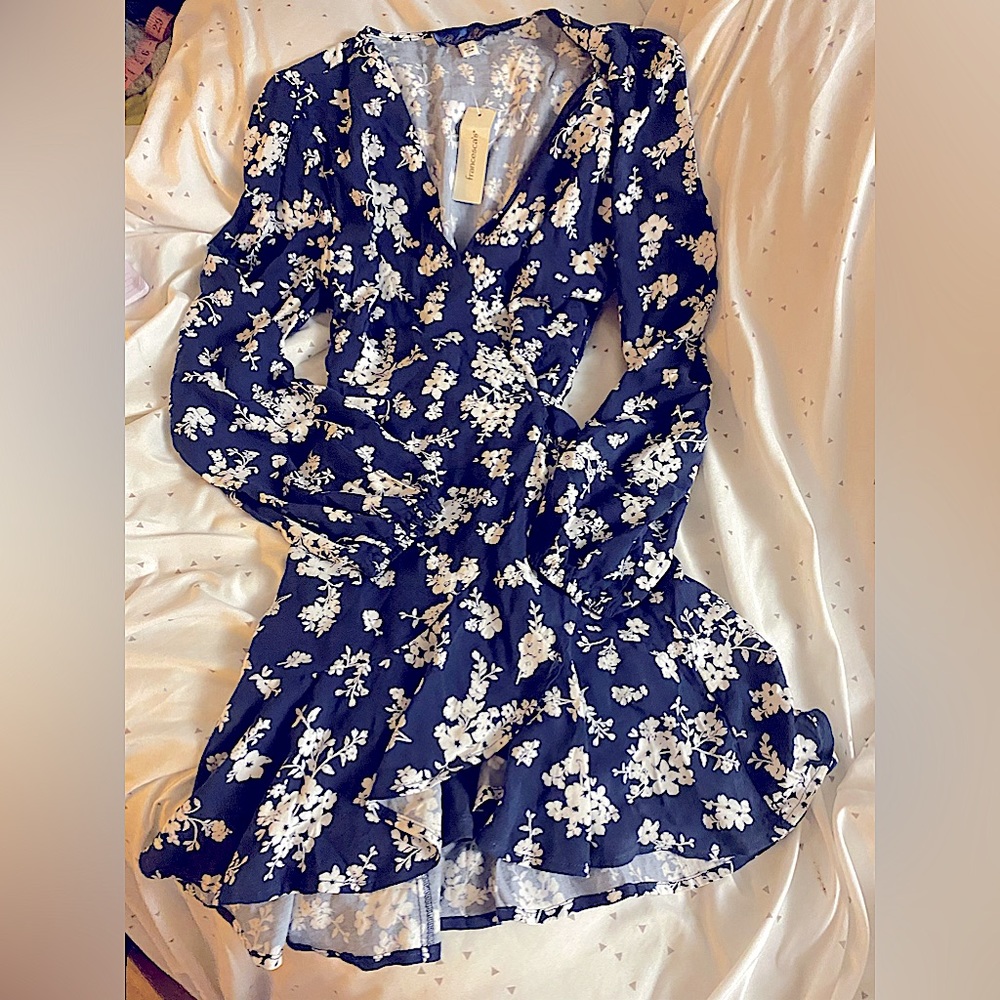 NWT Francesca’s Blue Rain Navy Dress